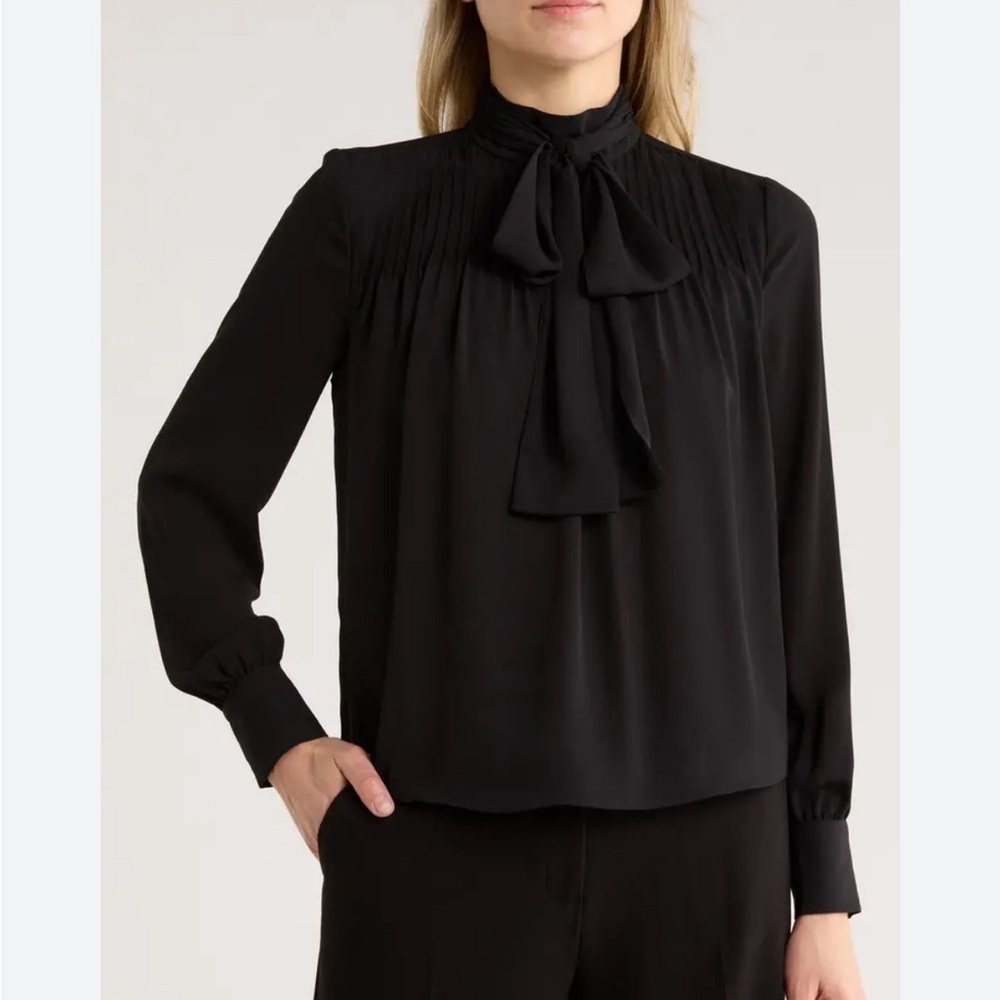 DEREK LAM 10 CROSBY valentine tie blouse in black Size 0 NWOT